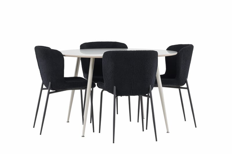 Plaza Matgrupp 120 cm Rund med 4 Modesto stolar - Beige/Svart - Products - Möbler - Bord & matgrupp - Matgrupp