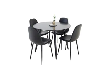Polar Matgrupp 100 cm Rund med 4 Polar stolar - Svart - Products - Möbler - Bord & matgrupp - Matgrupp