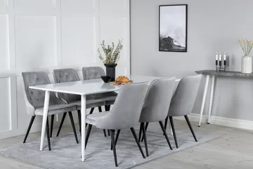 Polar Matgrupp 180 cm Rektangulär med 6 Velvet Deluxe stolar - Svart - Products - Möbler - Bord & matgrupp - Matgrupp