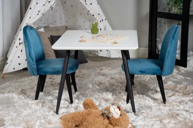 Polar Matgrupp 80 cm Rektangulär med 2 Velvet stolar - Svart - Products - Möbler - Bord & matgrupp - Matgrupp