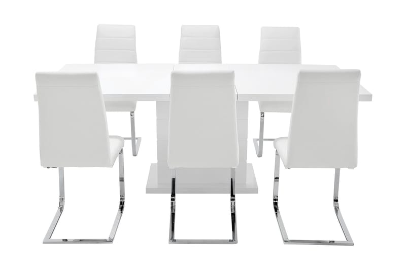 Ratliff Matgrupp 180 cm + 6 Sorado Stol - Vit/Krom - Products - M öbler - Bord & matgrupp - Matgrupp