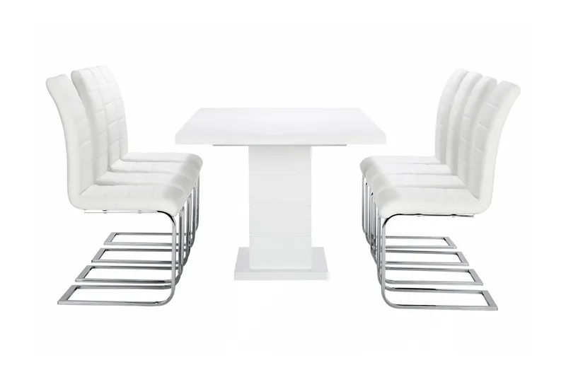 Ratliff Matgrupp 180 cm + 8 Sorado Stol - Vit/Krom - Products - M öbler - Bord & matgrupp - Matgrupp