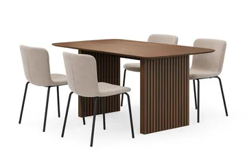 Richeto Matbord 180 cm med 4 Katy Matstolar - Rökt ek / Greige Bouclé - Products - Möbler - Bord & matgrupp - Matgrupp