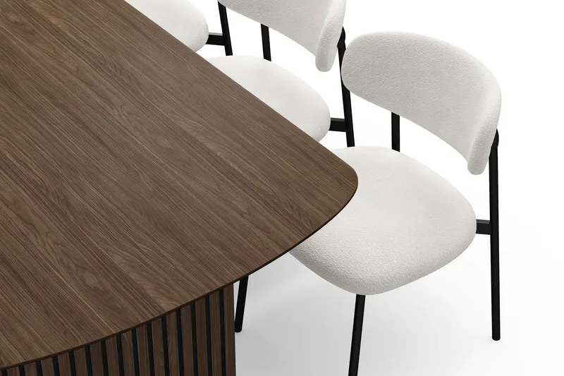 Richeto Matbord 180 cm med 6 Lucy Matstolar - Rökt ek / Vit Bouclé - Products - Möbler - Bord & matgrupp - Matgrupp