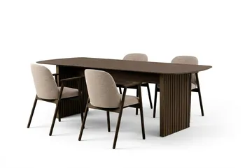 Richeto Matbord 180 cm Rökt Ek med 4 Reciclar Matstolar - Rökt ek/Greige - Products - Möbler - Bord & matgrupp - Matgrupp