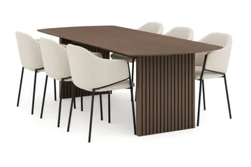 Richeto Matbord 240 cm med 6 Filip Matstolar - Rökt ek / Vit Bouclé - Products - Möbler - Bord & matgrupp - Matgrupp