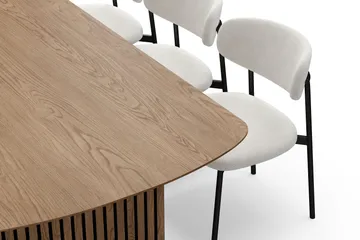 Richeto Matbord 240 cm med 6 Lucy Matstolar - Naturlig finish / Vit Bouclé / Metallben Svart - Products - Möbler - Bord & matgrupp - Matgrupp