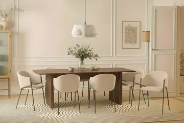 Richeto Matbord 240 cm med 8 Filip Matstolar - Rökt ek / Vit Bouclé - Products - Möbler - Bord & matgrupp - Matgrupp