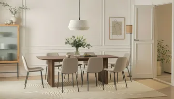 Richeto Matbord 240 cm med 8 Katy Matstolar - Rökt ek / Greige Bouclé - Products - Möbler - Bord & matgrupp - Matgrupp