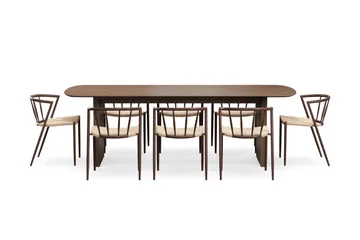 Richeto Matbord 240 cm med 8 Winston Matstolar - Rökt ek / Beige / Metallben Rökt ek - Products - Möbler - Bord & matgrupp - Matgrupp