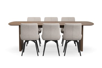 Richeto Matgrupp 240 cm med 6 Mora Snurrstolar - Rökt ek/Mörkbeige - Products - Möbler - Bord & matgrupp - Matgrupp