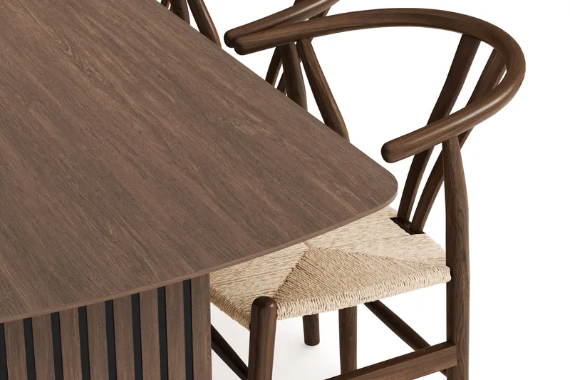 Richeto Matgrupp Rökt Ek 240 cm med 6 Dastoori Matstolar - Rökt ek - Products - Möbler - Bord & matgrupp - Matgrupp