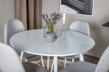 Ridones Matgrupp 100 cm Rund inkl 4 Ypas Stolar - Vit/Grå - Products - Möbler - Bord & matgrupp - Matgrupp