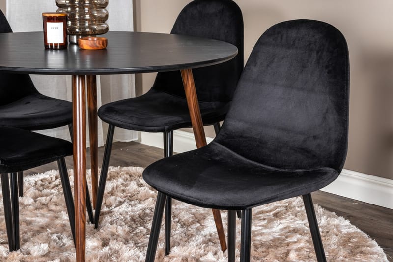 Ridones Matgrupp Runt inkl 4 Pontus Stolar - Svart/Brun - Products - Möbler - Bord & matgrupp - Matgrupp