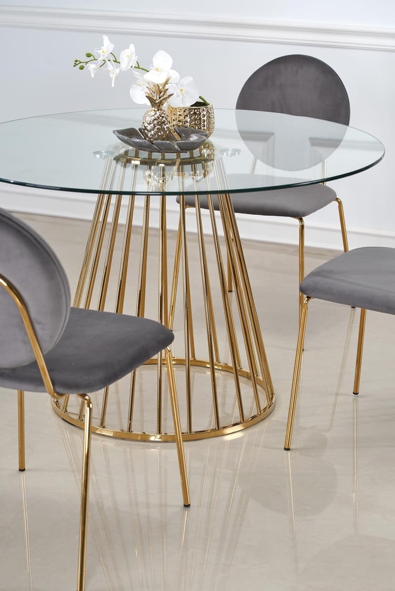 Runt matbord Ø120 cm Glas / Guld - Liverpool - Guld - Products - Möbler - Bord & matgrupp - Matbord & köksbord
