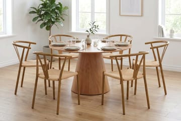Siena Matgrupp runt 130 cm Ek med 6 Elysia Matstolar - Ek - Products - Möbler - Bord & matgrupp - Matgrupp