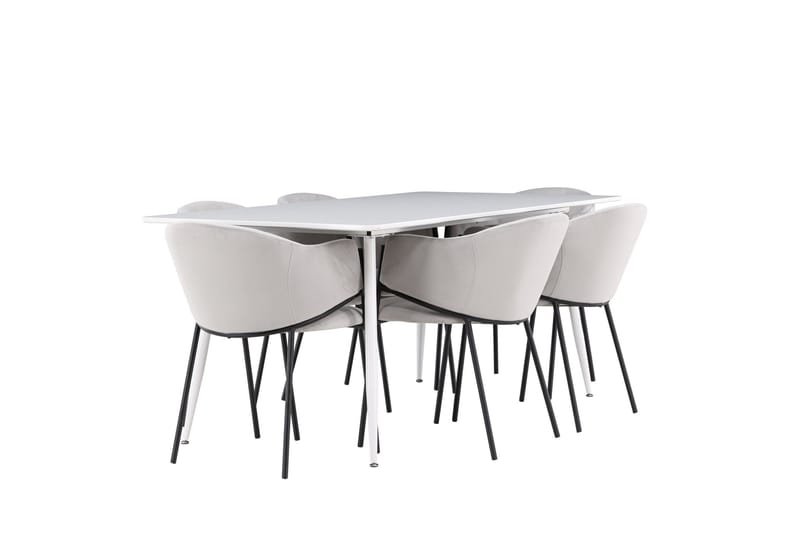 Silar Matgrupp 180 cm Rektangulär med 6 Evelina stolar - Vit/Grå - Products - Möbler - Bord & matgrupp - Matgrupp
