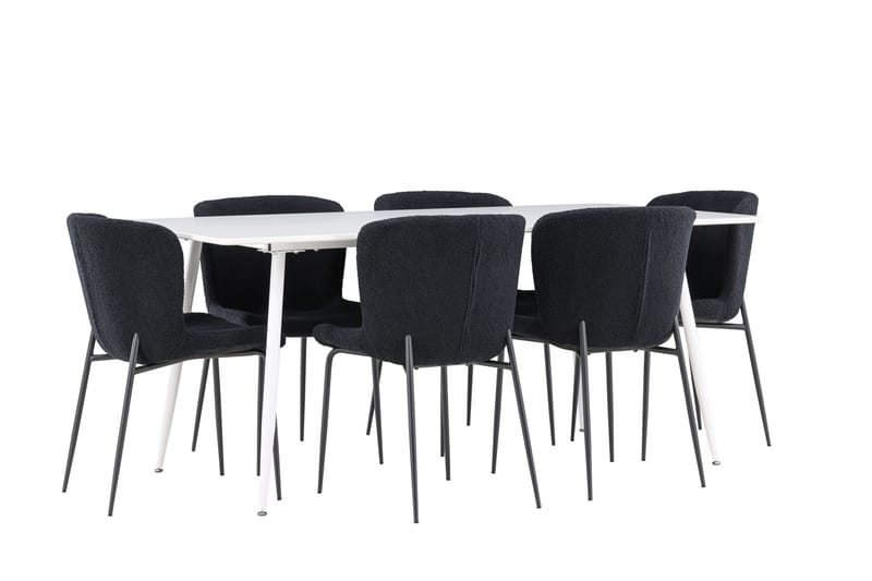 Silar Matgrupp 180 cm Rektangulär med 6 Modesto stolar - Vit/Svart - Products - Möbler - Bord & matgrupp - Matgrupp