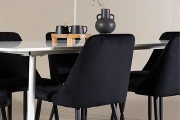 Silar Matgrupp 180 cm Rektangulär med 6 Night stolar - Vit/Svart - Products - Möbler - Bord & matgrupp - Matgrupp