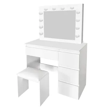 Glow Sminkbord 94 cm med spegel lådor och pall - LED Belysning - Vit - Products - Möbler - Bord & matgrupp - Sminkbord & toalettbord