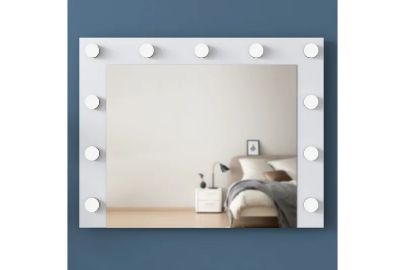 Ramender Stort Sminkbord med spegel och lampor med förvaring - Vit - Products - Möbler - Bord & matgrupp - Sminkbord & toalettbord