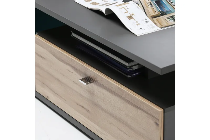 Ameysford Soffbord 120 cm med Förvaring Hylla + Låda - Grå/Brun - Products - Möbler - Bord & matgrupp - Soffbord - Soffbord med förvaring