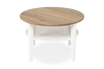Mantorp Soffbord 80 cm Runt med Förvaring Hylla - Massiv Ek/Vit - Products - Möbler - Bord & matgrupp - Soffbord - Soffbord med förvaring