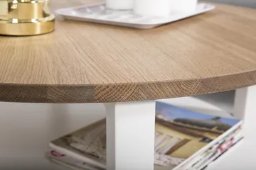 Mantorp Soffbord 80 cm Runt med Förvaring Hylla - Massiv Ek/Vit - Products - Möbler - Bord & matgrupp - Soffbord - Soffbord med förvaring