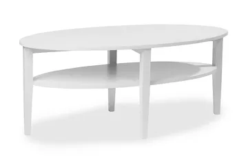 Nybro Ovalt Soffbord 120 cm med Förvaring Hylla - Vit / Trä - Products - Möbler - Bord & matgrupp - Soffbord - Soffbord med förvaring