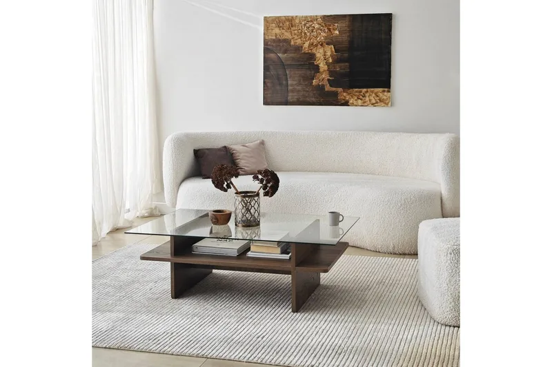 Soffbord Rubby Rektangel Valnöt / Transparent - Valnöt / Transparent - Products - Möbler - Bord & matgrupp - Soffbord