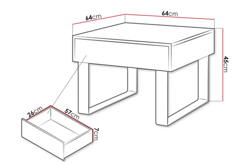 Tessan Soffbord Litet 64 cm med Förvaring Låda - Svart - Products - Möbler - Bord & matgrupp - Soffbord - Soffbord med förvaring