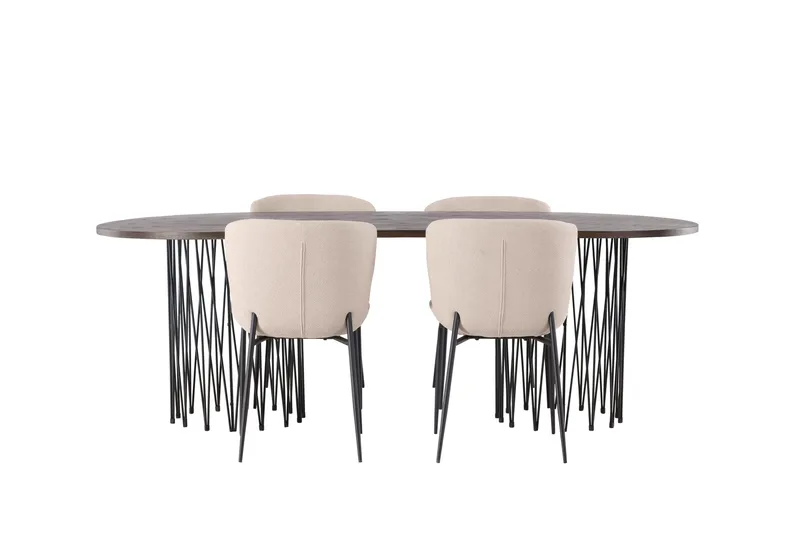 Stone Matgrupp 220 cm Oval med 4 Modesto stolar, Beige