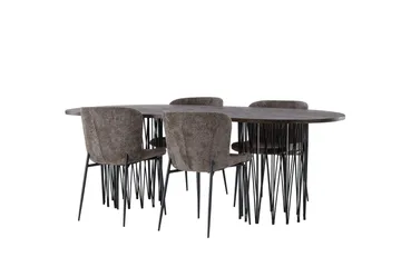 Stone Matgrupp 220 cm Oval med 4 Modesto stolar - Mörkgrå - Products - Möbler - Bord & matgrupp - Matgrupp