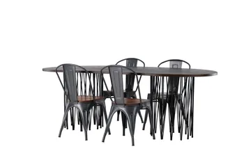 Stone Matgrupp 220 cm Oval med 4 Tempe stolar - Mocca - Products - Möbler - Bord & matgrupp - Matgrupp