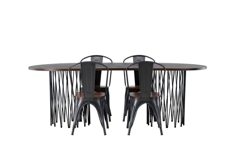 Stone Matgrupp 220 cm Oval med 4 Tempe stolar, Mocca
