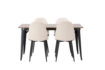 Tempe Matgrupp 140 cm Rektangulär med 4 Polar stolar - Beige - Products - Möbler - Bord & matgrupp - Matgrupp