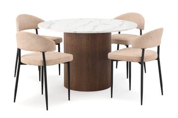 Uppveda Matbord 120 cm Rund med 4 st Jairam Matstolar - Brun - Products - Möbler - Bord & matgrupp - Matgrupp