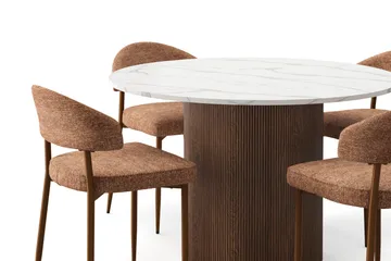 Uppveda Matbord 120 cm Rund med 4 st Jairam Matstolar - Brun - Products - Möbler - Bord & matgrupp - Matgrupp