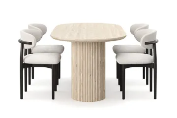 Uppveda Matbord Travetin utseende med 4 st Jaiveer Matstolar - Beige - Products - Möbler - Bord & matgrupp - Matgrupp