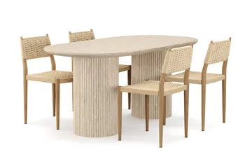 Uppveda Matbord Travetin utseende med 4 st Jamna Matstolar - Beige - Products - Möbler - Bord & matgrupp - Matgrupp