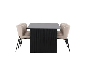 Vail Matgrupp 200 cm Rektangulär med 6 Modesto stolar - Beige - Products - Möbler - Bord & matgrupp - Matgrupp