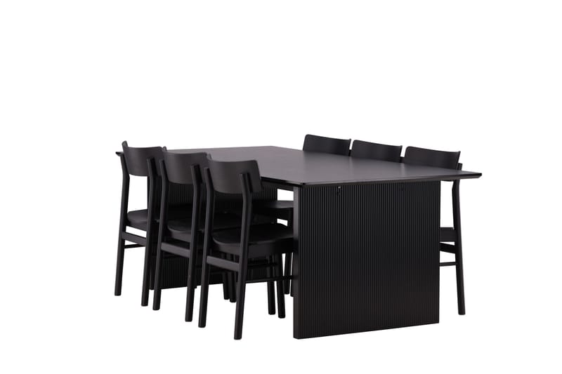 Vail Matgrupp 200 cm Rektangulär med 6 Montros stolar - Svart - Products - Möbler - Bord & matgrupp - Matgrupp