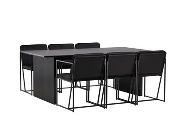 Vail Matgrupp 200 cm Rektangulär med 6 Richmond stolar - Svart - Products - Möbler - Bord & matgrupp - Matgrupp