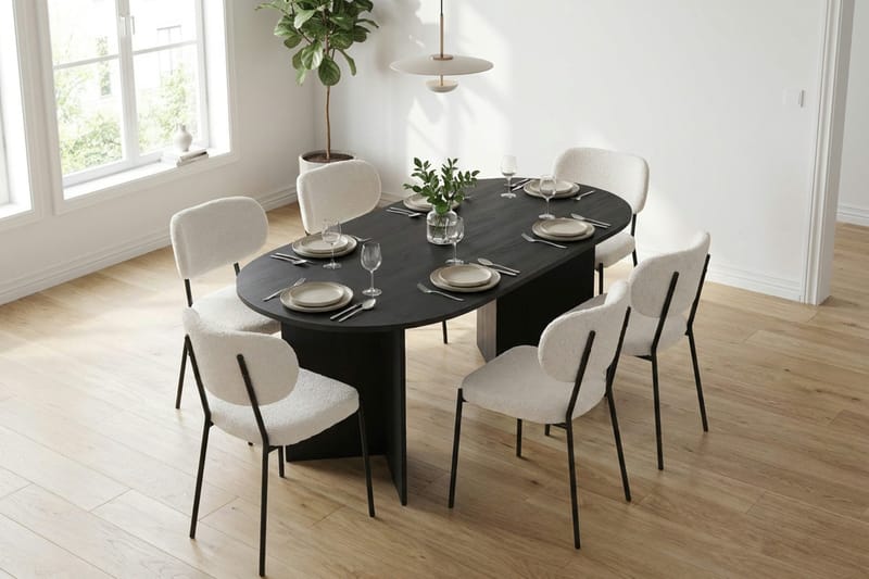 Vera Matgrupp rektangulärt 180 cm Svart med 6 Gemmiano Matstolar - Svart - Products - Möbler - Bord & matgrupp - Matgrupp