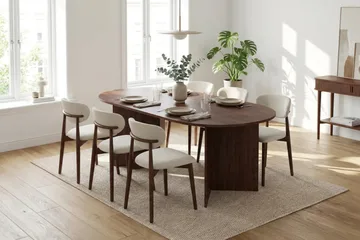 Vera Matgrupp rektangulärt 180 cm Valnöt med 6 Molly Matstolar - Valnöt - Products - Möbler - Bord & matgrupp - Matgrupp