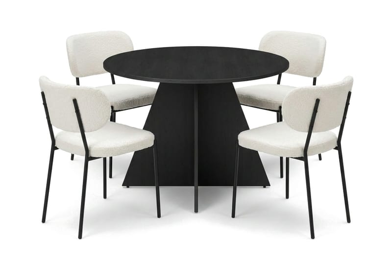 Vera Matgrupp runt 110 cm Svart med 4 Gemmiano Matstolar - Svart - Products - Möbler - Bord & matgrupp - Matgrupp