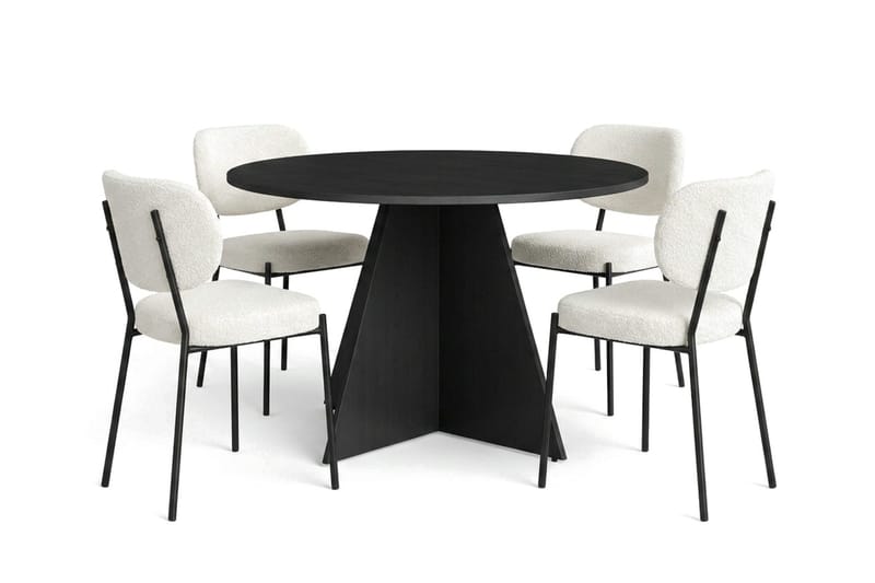 Vera Matgrupp runt 110 cm Svart med 4 Gemmiano Matstolar - Svart - Products - Möbler - Bord & matgrupp - Matgrupp