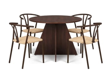Vera Matgrupp runt 110 cm Valnöt med 4 Elysia Matstolar - Products - Möbler - Bord & matgrupp - Matgrupp