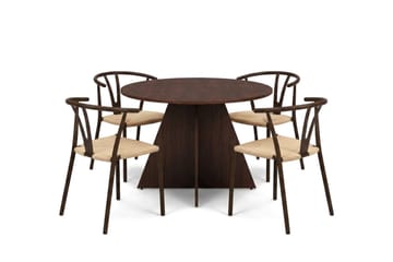 Vera Matgrupp runt 110 cm Valnöt med 4 Elysia Matstolar - Products - Möbler - Bord & matgrupp - Matgrupp