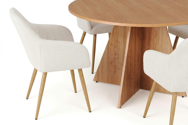 Vera Matgrupp runt 130 cm Ek med 6 Filippa Matstolar - Ek - Products - Möbler - Bord & matgrupp - Matgrupp